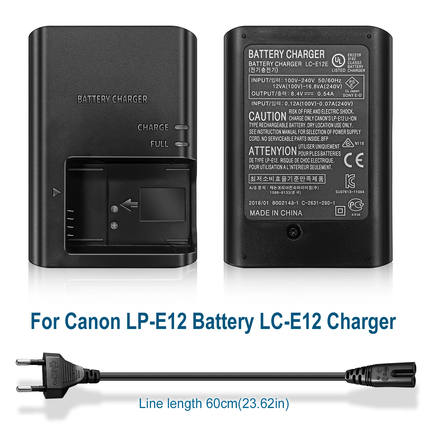 LC-E12 Akkuladegerät für Canon LP-E12 für LPE12 Akku EOS EOS M, M2, M2(W), M10, 100D, M200, M50, M50II, M10, M100, SX70, Re – Detail 1