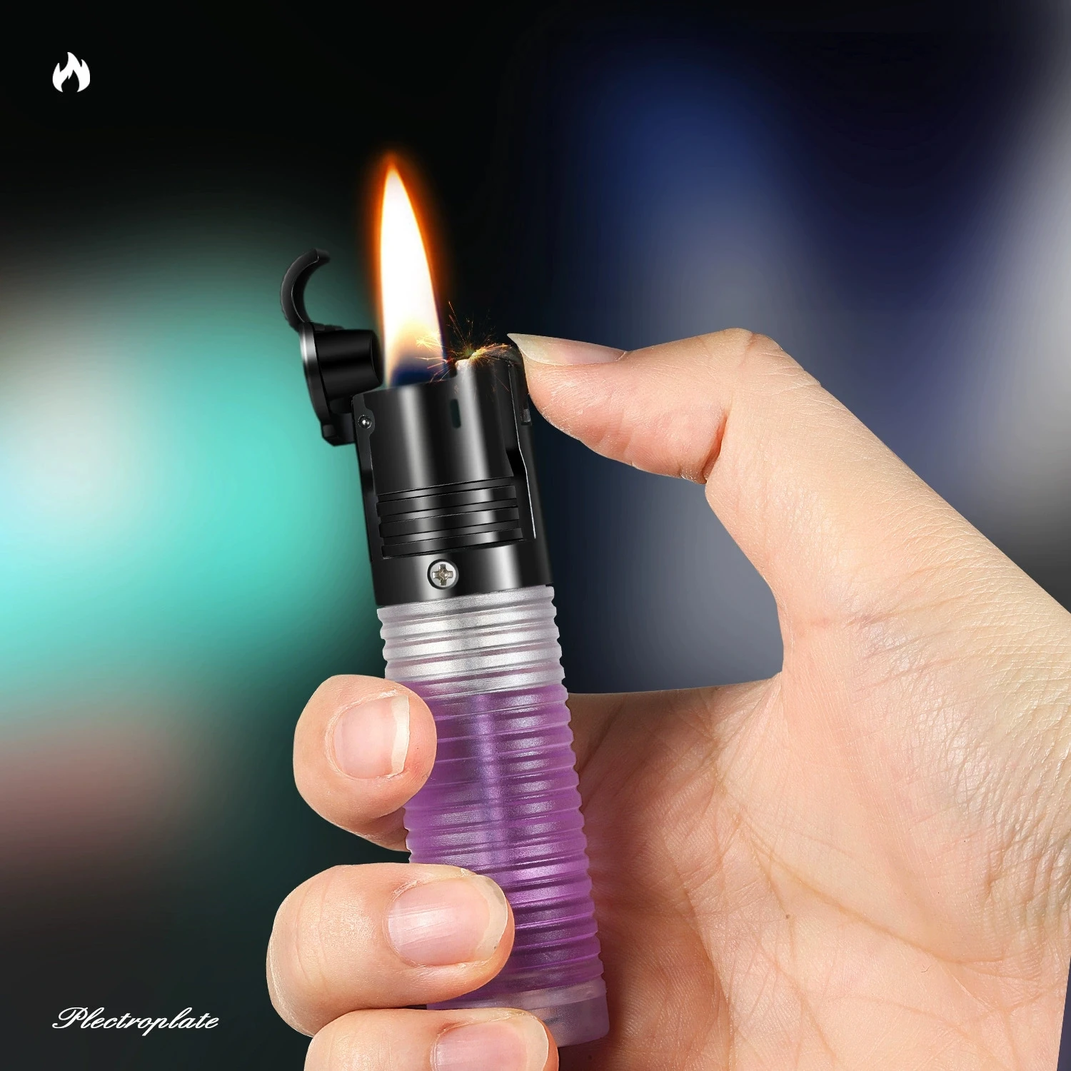 New Transparent Body Grinding Wheel Lighter, Cigar Open Flame Igniter, Windproof Compact Portable Men's Small Tool