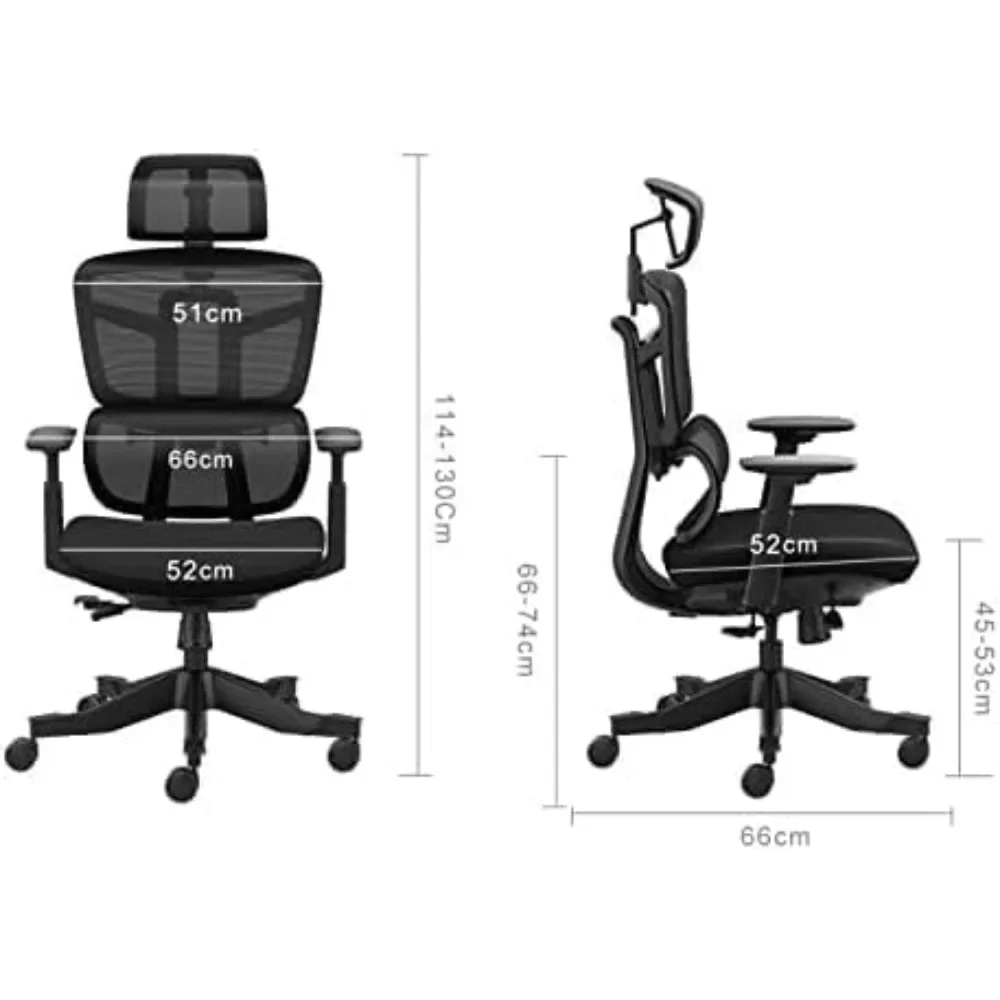 Office Chair, Ergonomic, Elastic Adaptive Adjustment, Back Lumbar Support, High Density Breathable Mesh, Swivel Office Chair