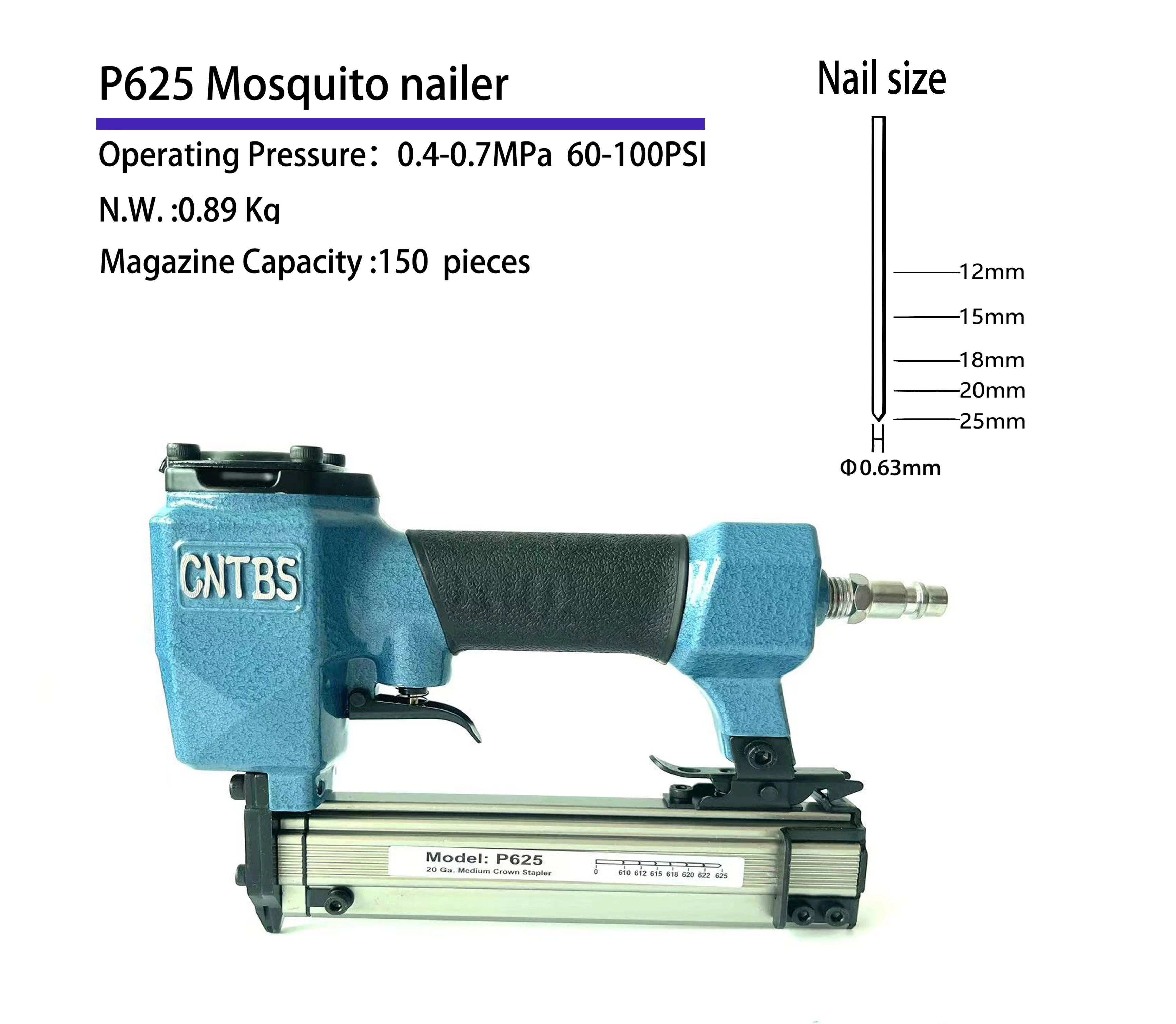 P625 مسدس التيلة الهوائية الصناعية الثقيلة | أظافر رفيعة مقاس 12-25 × 0.63 مم | مكافحة مربى ومقبض مريح | لصندوق المجوهرات، الطيور كاليفورنيا #1