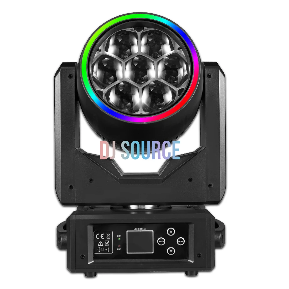 LED 7X40W RGBW Bee Eye Moving Head Light Beam Wash Zoom SpotLight With Ring Wall Wash Effect DMX512 For DJ Disco Stage Spotlight