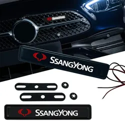 Car Styling Auto Front Hood Grille LED Light Emblem Badge Decor For Ssangyong Actyon Rexton Korando Kyron Rodius Tivoli Musso