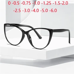 Big Frame Anti Blue Rays Cat Eye Nearsighted Glasses For Women TR90 Spring Leg Prescription Eyeglasses 0 -0.5 -0.75 To -6.0