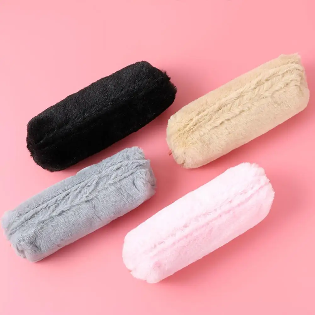 กล่องดินสอที่มีประโยชน์ของขวัญที่สมบูรณ์แบบสไตล์เกาหลีสีทึบผ้ากำมะหยี่ขนยาวกระเป๋าดินสอกระเป๋าดินสอขนาดเล็กนิ่มชุดเครื่องเขียน