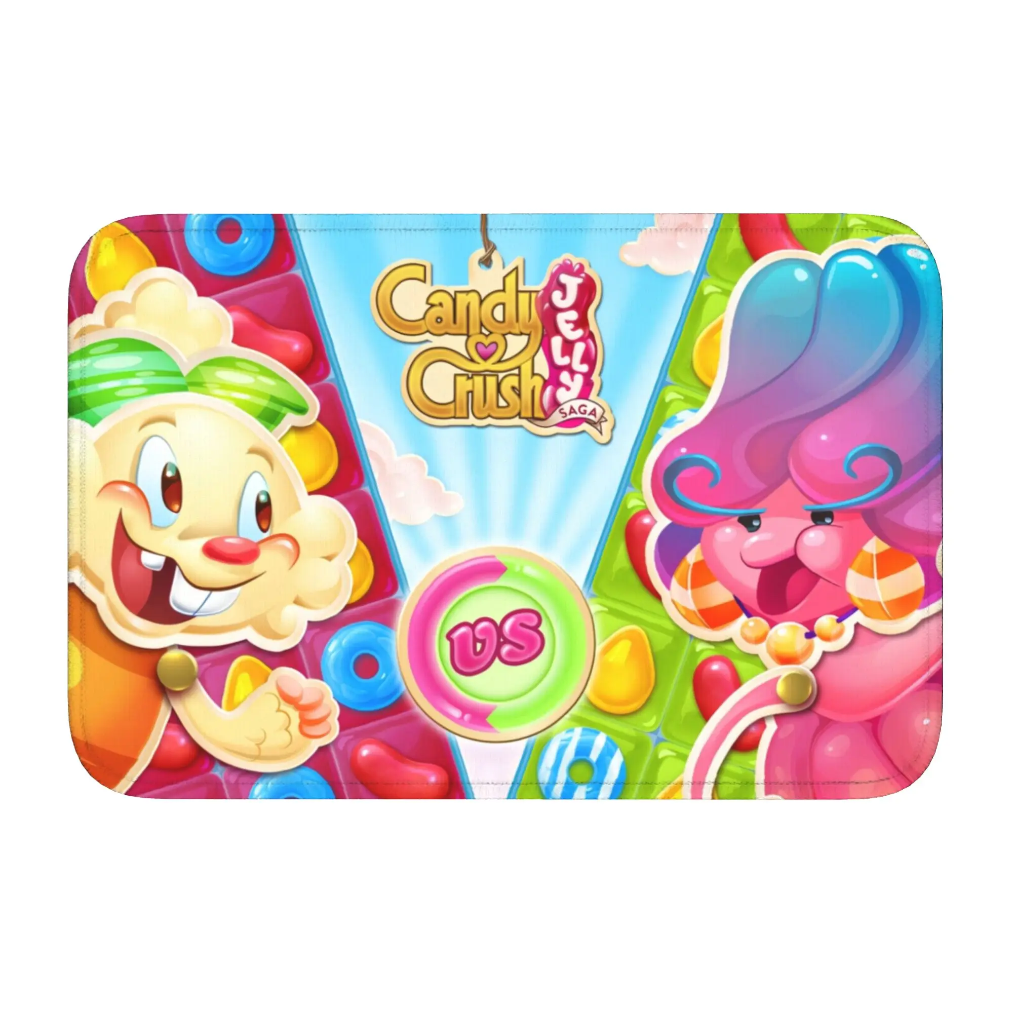 Custom Video Game Colorful  Candy Crush Saga  Front Door Mat Anti-Slip Outdoor Absorbent  Doormat Floor Bath Entrance Rug Carpet