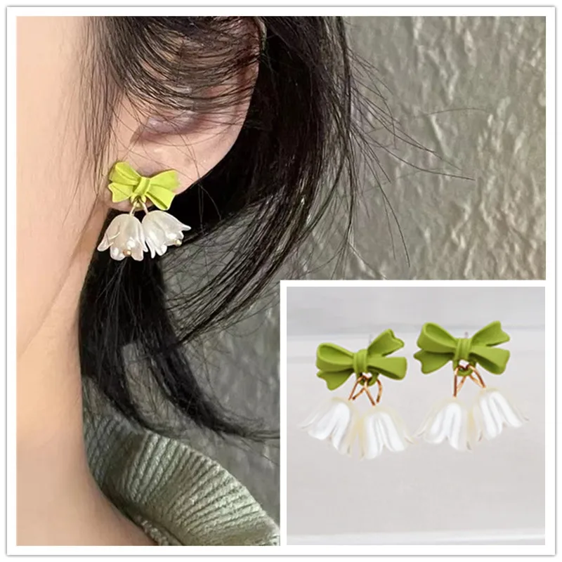 Aestheticism Literature Eardrop Small Pure Fresh Sweet Girl Lily of the Valley Flower Earring Students Elegant Gentle Earrings