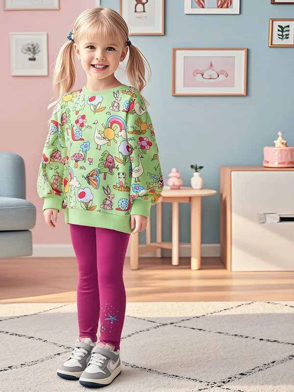 

Little Maven Children's Clothing Set for Girls Cross-Border Autumn Collection Cotton Polyester Material Cartoon Design