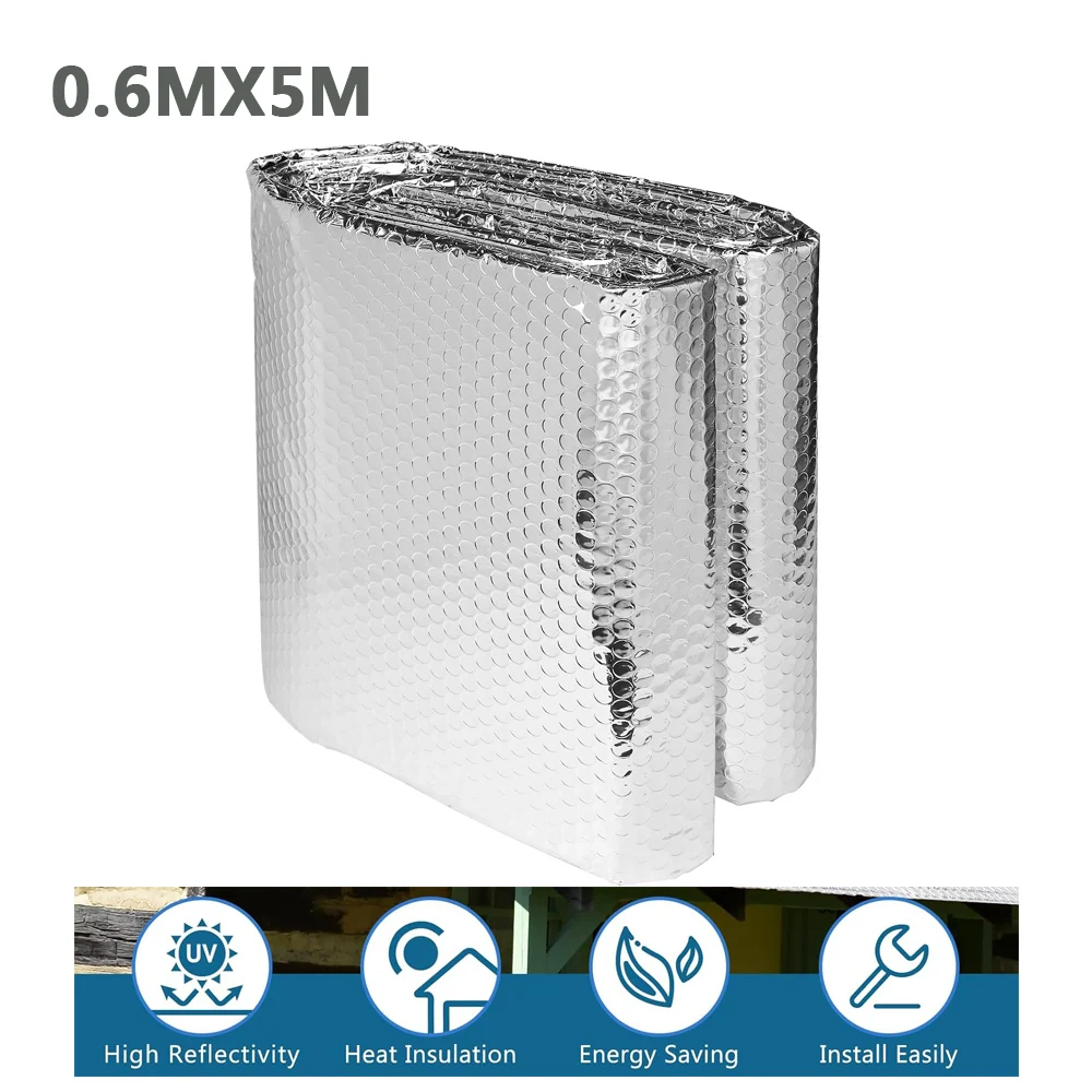 Double Side Aluminum Radiator Heat Reflector Back Foil Heat Reflective 5M Heat Energy Saving Film Pad Wall Thermal Insulation