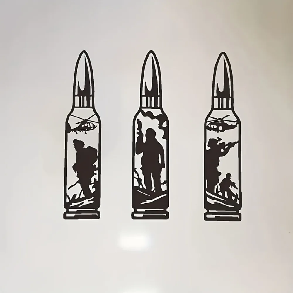 CIFBUY Metal Wall Art,2D Flat Laser Cut Soldiers Silhouette Bullet Iron Hanging Sculpture,Rustproof Powder‑Coated Wall Decor
