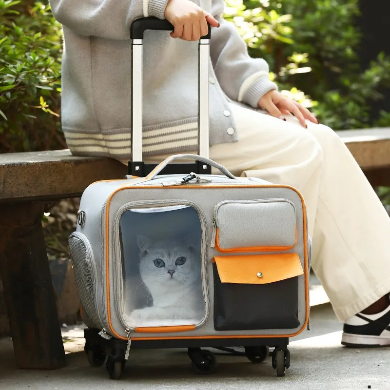 

Pets Go Out with Portable Trolley Cases Suitcases Small Dogs Cats Can Use Bags High Appearance Cat Suitcase Travel Space Capsule
