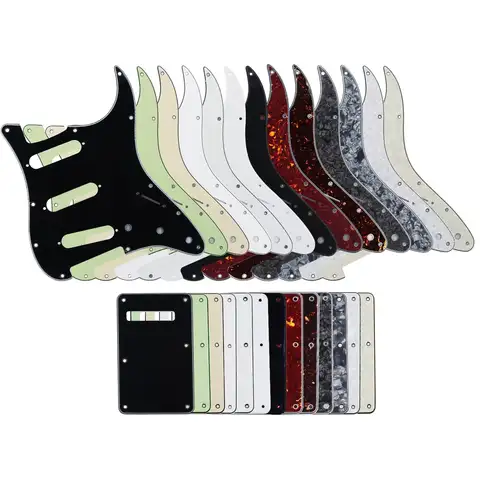 FLEOR Set of SSS Pickguard ST FD Guitar Scratch Plate 11 Holes & Back Plate & Pickguard Screws For USA / Mexico Electric Guitar