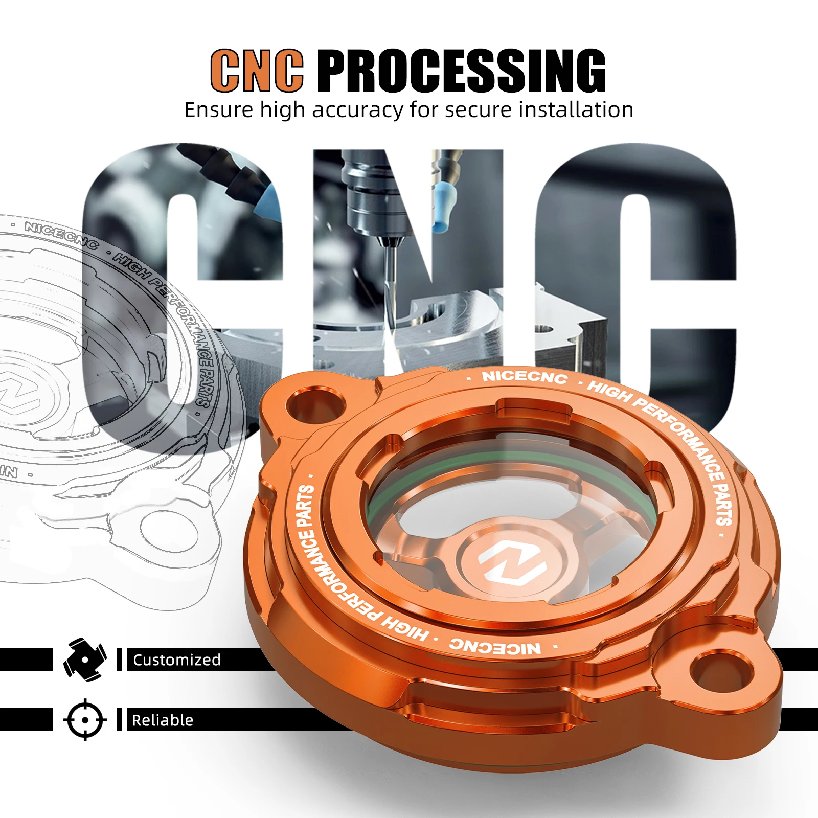 NICECNC Engine Oil Filter Cover Cap For KTM 690 Enduro R 690 SMC R 2012-2023 Husqvarna 701 Enduro /Supermoto GasGas 700 ES/SM