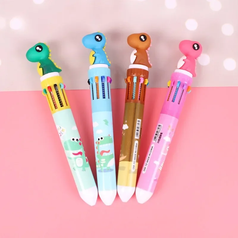 10 Colors Cute Cartoon Ballpoint Pen Dinosaur Kawaii Multicolor Gel Pen For Writing School Supplies Stationery Office Accessoris