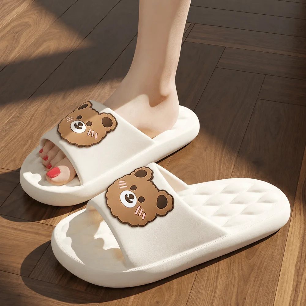 Simple Thick Sole Women Summer Slippers Soft Non-slip Bathroom Bath Slippers Lightweight Wear-resisting Beach Slides for Bath