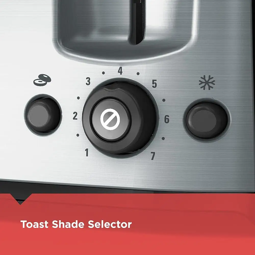 4 Slice Toaster Extra Wide Slots 7 Shade Selector Bagel Function Crumb Tray Extra Lift 1400 Watts