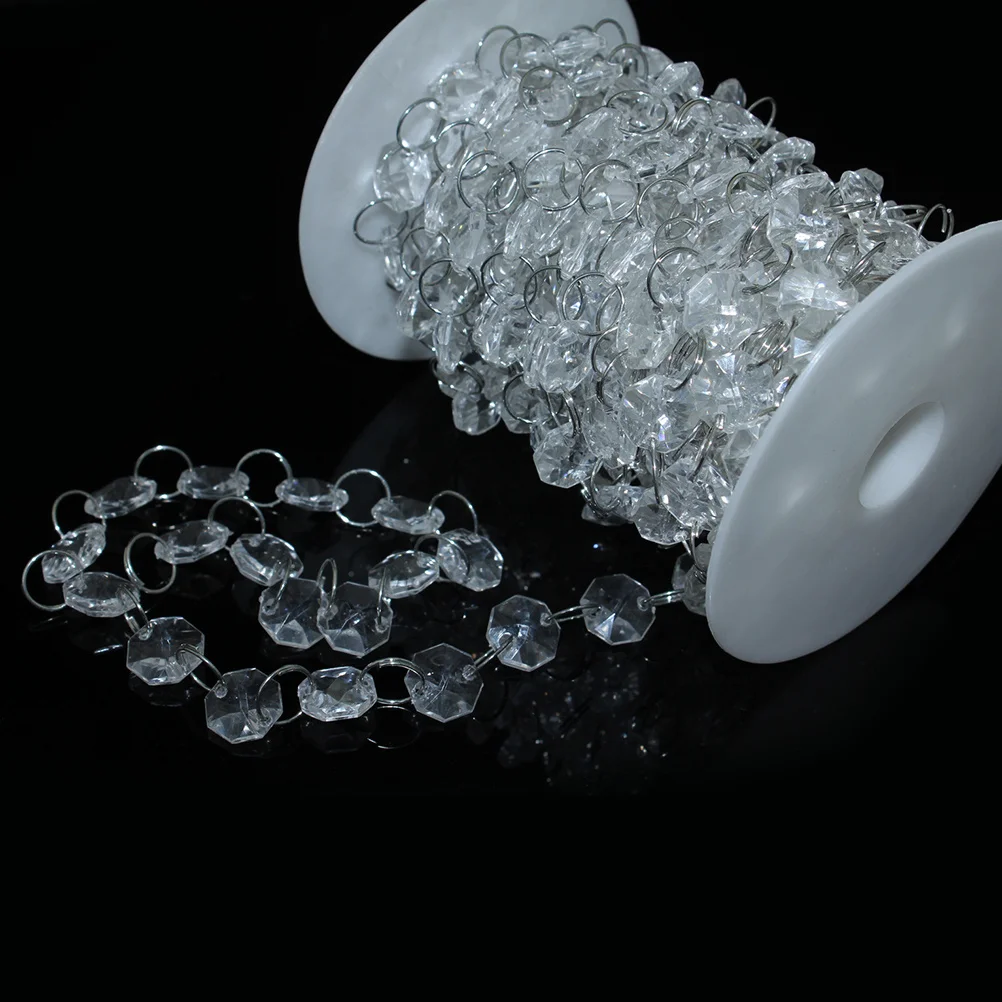 شفافة الاكريليك الخرز ستراند مثمنة تصميم واضح كريستال الخرز سلسلة الزفاف الزفاف دش الطرف الديكور #3