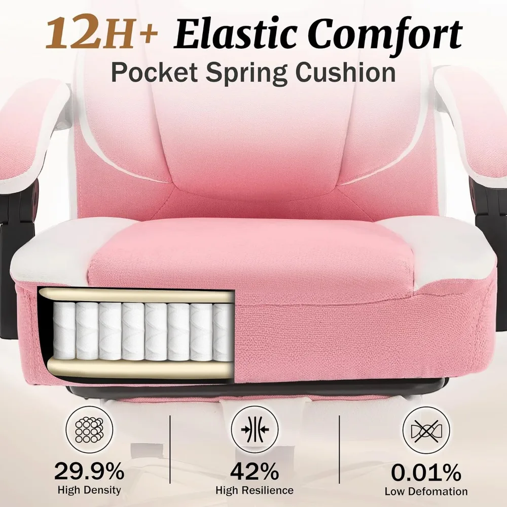 كرسي تنفيذي مريح مع مسند للقدمين، سعة 400 رطل، دعم قطني قابل للتعديل