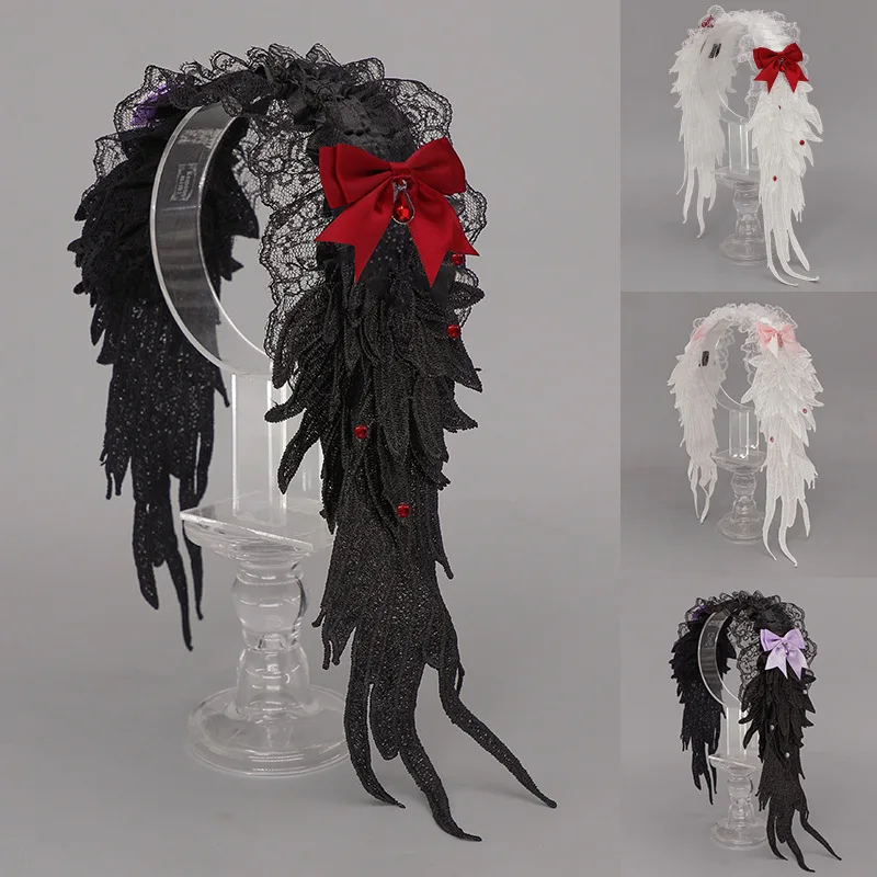 Diadema con alas de Ángel oscuro, subcultura, alas de viento originales, accesorios para el cabello, tocado de alas de viento Punk