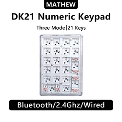 MATHEW DK21 Wireless Number Pad Mechanical Numeric Keypad 22 Keys Accounting Numpad Gaming Mini Keyboard Programmable