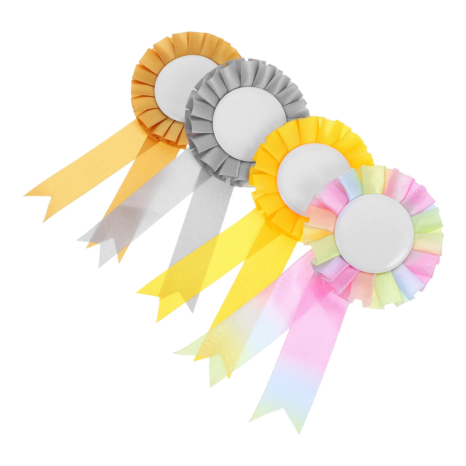 4 Pcs Color Corsage Happy Birthday Pin Blank Award Ribbon Clothing Badge Stickers First Place Ribbons Horse Rosette