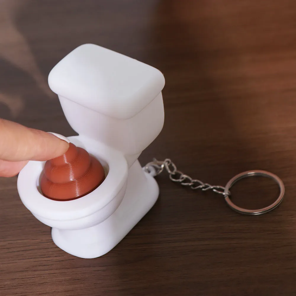 3D Printed Toilet Poop Clicker Creative Relaxed Button Clicker Keyring Portable Clicker Sound Press Keyboard Keychain