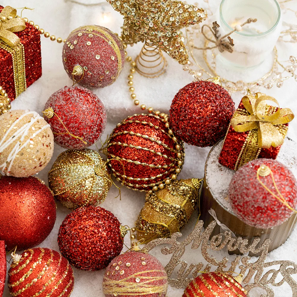 

Christmas Ball Painted Ball Golden Silvery Champagne Glitter Stars Christmas Tree Hanging Window Decoration Small Gifts Toys