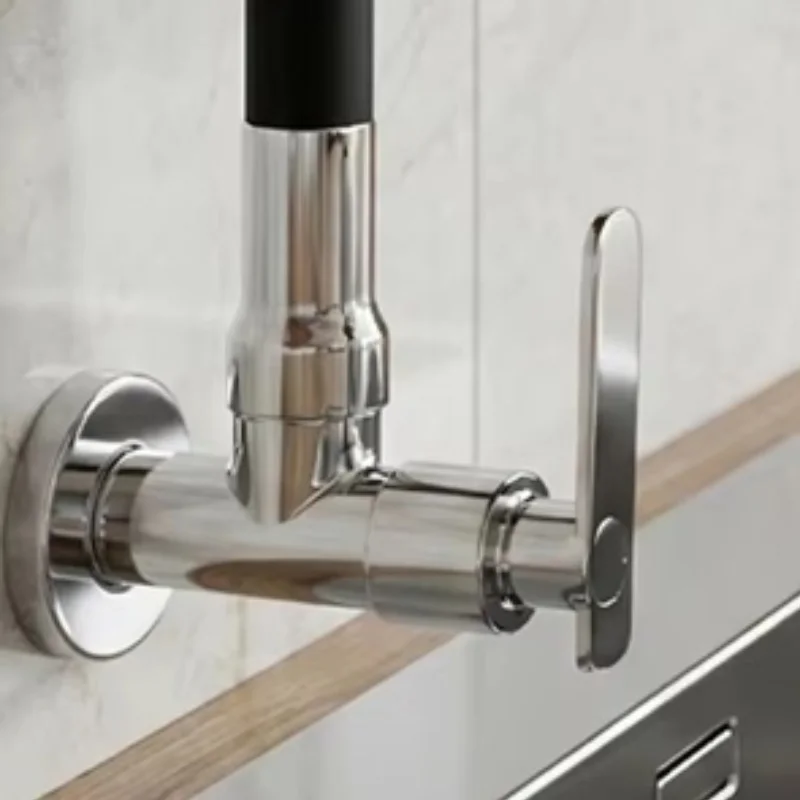 Black Wall Mounted Kitchen Faucet Colorful Optional Flexible Rotatable Neck Single Cold Water Tap 1/2