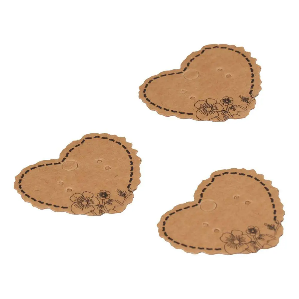 Kraft Paper Heart Shape Display Cards Display Cards Brown Heart Shape Earring Holder Cards Ear Studs Display For Earrings