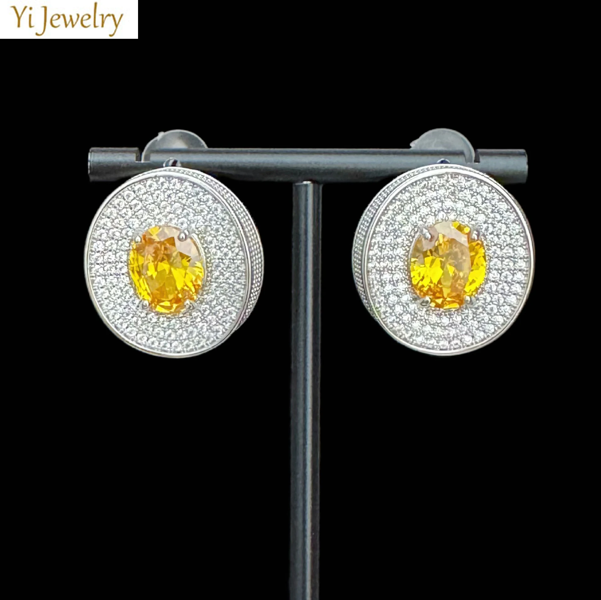 

silver color zirconia stud earrings round shape shiny elegant jewelry women earrings yellow red green pink