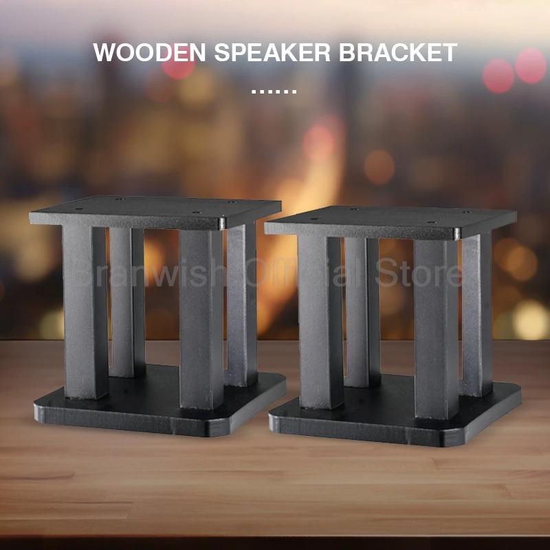 1 Pair 40cm Wooden Speaker Stand Floor Black Speaker Holder Surround Sound Monitor Bracket For Hifi 10 inch Bookshelf Speakers