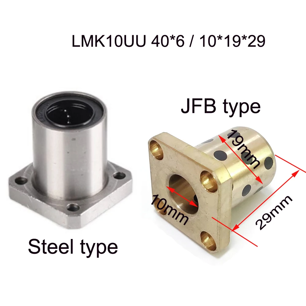 1PC LMK10 LMK10UU JFB Square Flanged Oilless Bushing JDB Graphite Lubricating Brass Linear Bearing Durable Bronze Impregnated