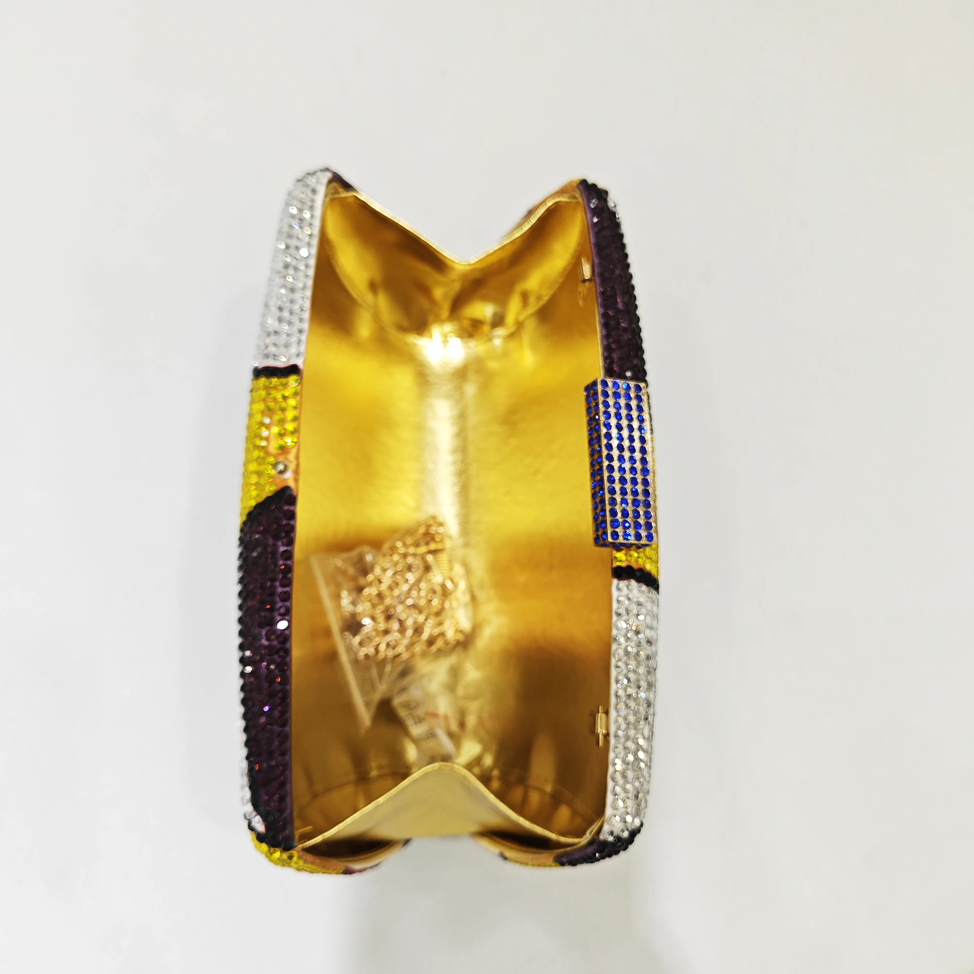 المرأة الملونة كريستال مساء حقائب الأحجار حقائب يد لحفل الزفاف الصلب المعادن Minaudiere حجر الراين المحافظ حفل زفاف محفظة