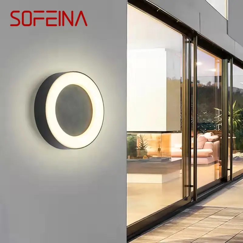 SOFEINA Outdoor Modern Wall Lamp Simple LED Vintage Sconces Waterproof Round for Balcony Corridor Courtyard Lighting Decor