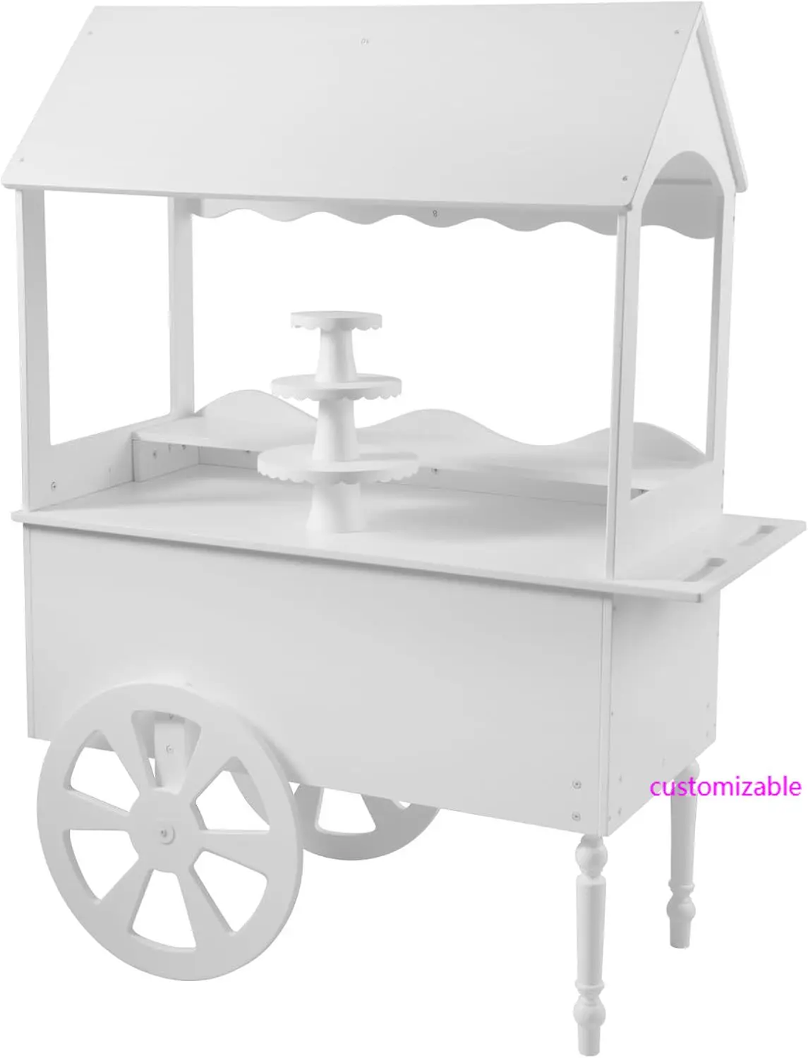 Candy Cart Display Stand With Wheels for Party - Cake Stand - Dessert Cart - Decorated Wood for Birthdays Wedding