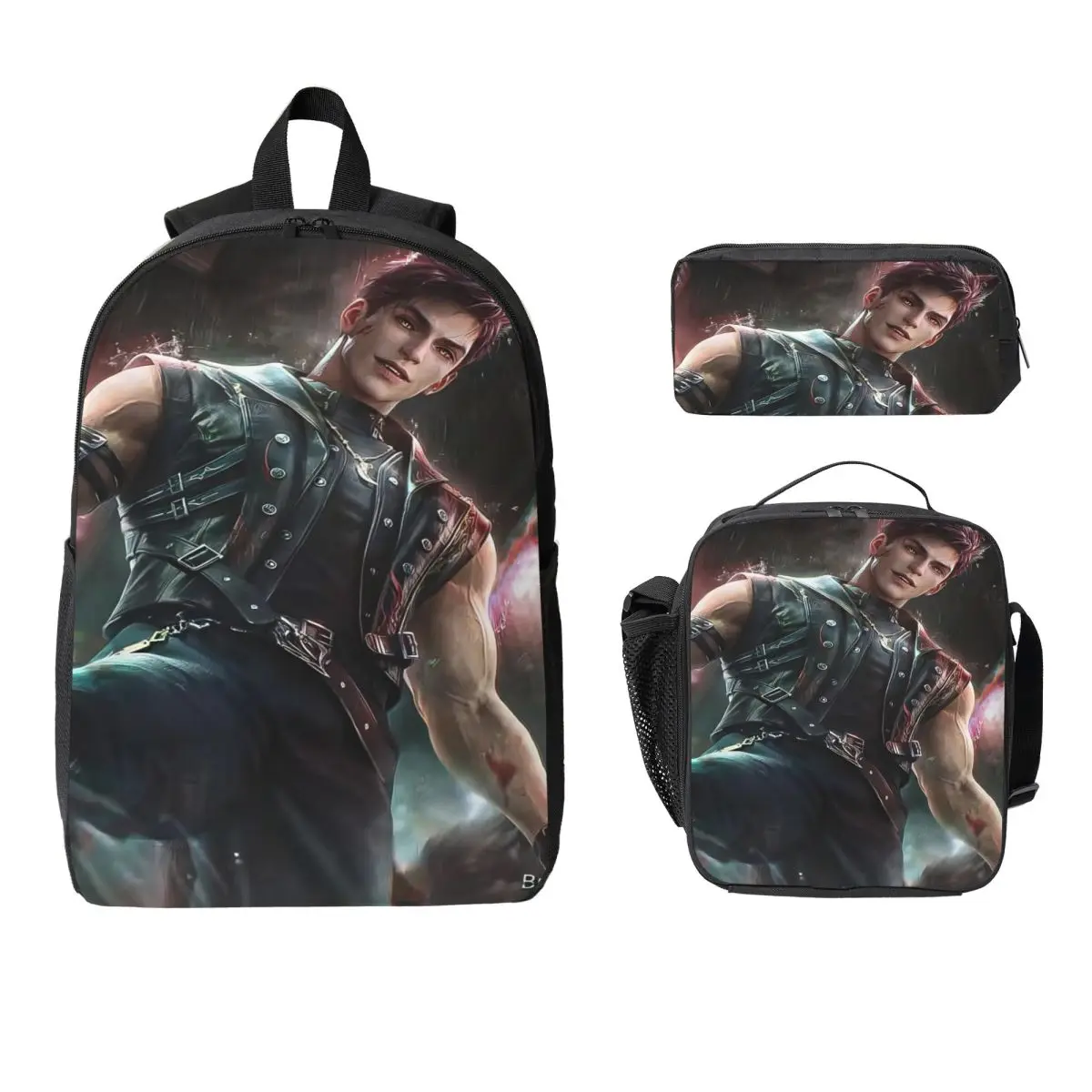 3Pcs Love And Deepspace Valko Backpack Set for Children Pencil Boxes Bookbag Sets with Lunch Box For School Students Knapsack