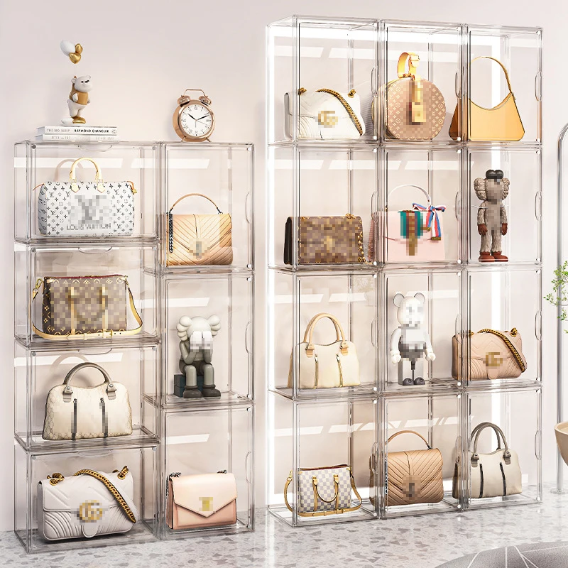 

2/4/6PCS Large Capacity Storage Box Organizer For Figures Acrylic Display Box Clear Blind Box Showcase Makeup Organizer For Bag