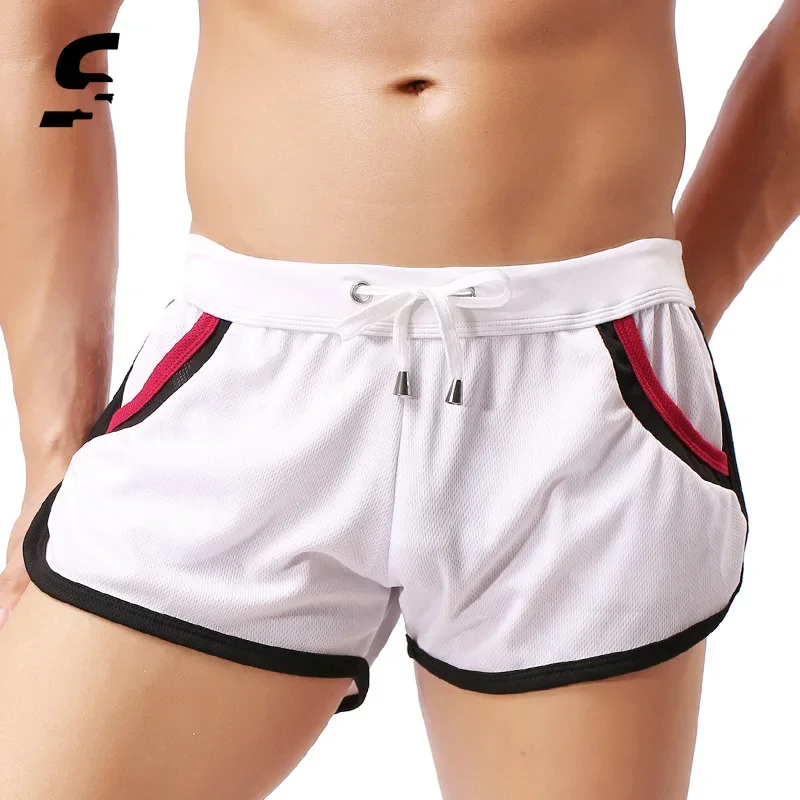 Summer Swimsuit Men Comfortable Gym Athletic Shorts Men\'s Swimwear Swimming Stitching Color Beach Swimming Quick Dry Shorts