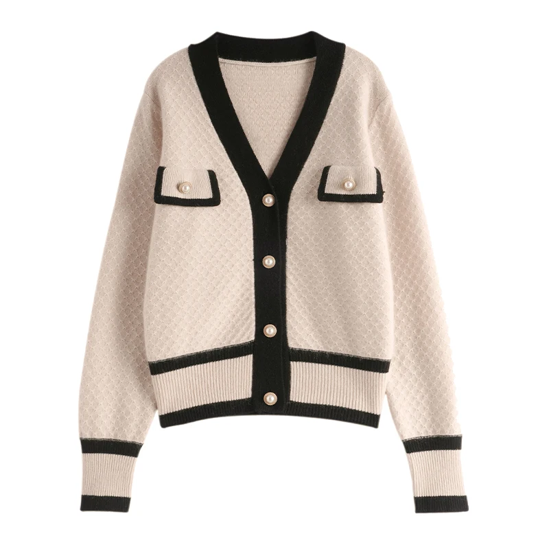 

Autumn Winter Women's Cardigan 100% Cashmere Knitted Sweater Chic Tops Coat Causal Outwear Full Sleeve Loose Female Shirt Spring