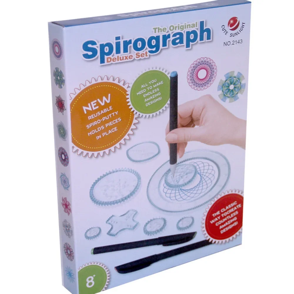 2024 New Spirograph Deluxe Set Design Tin Set Draw Spiral Designs Interlocking Gears & Wheels,draw Educational Toys