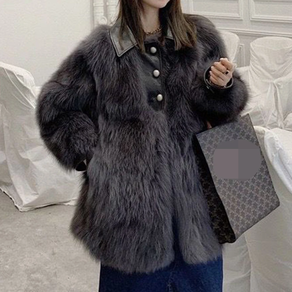 海寧新気質ファッションファーコート冬環境に優しいフォックスファーコート女性用ヤングミディアム＆ロングコート