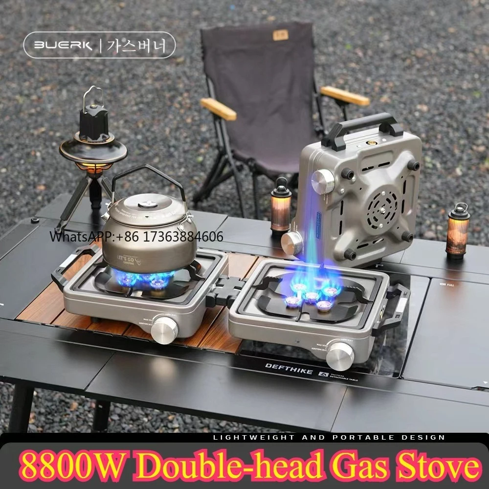 

8800W High Power Double Burner Camping Stove - Portable Foldable Outdoor BBQ Grill - Split Type Butane Propane Burner