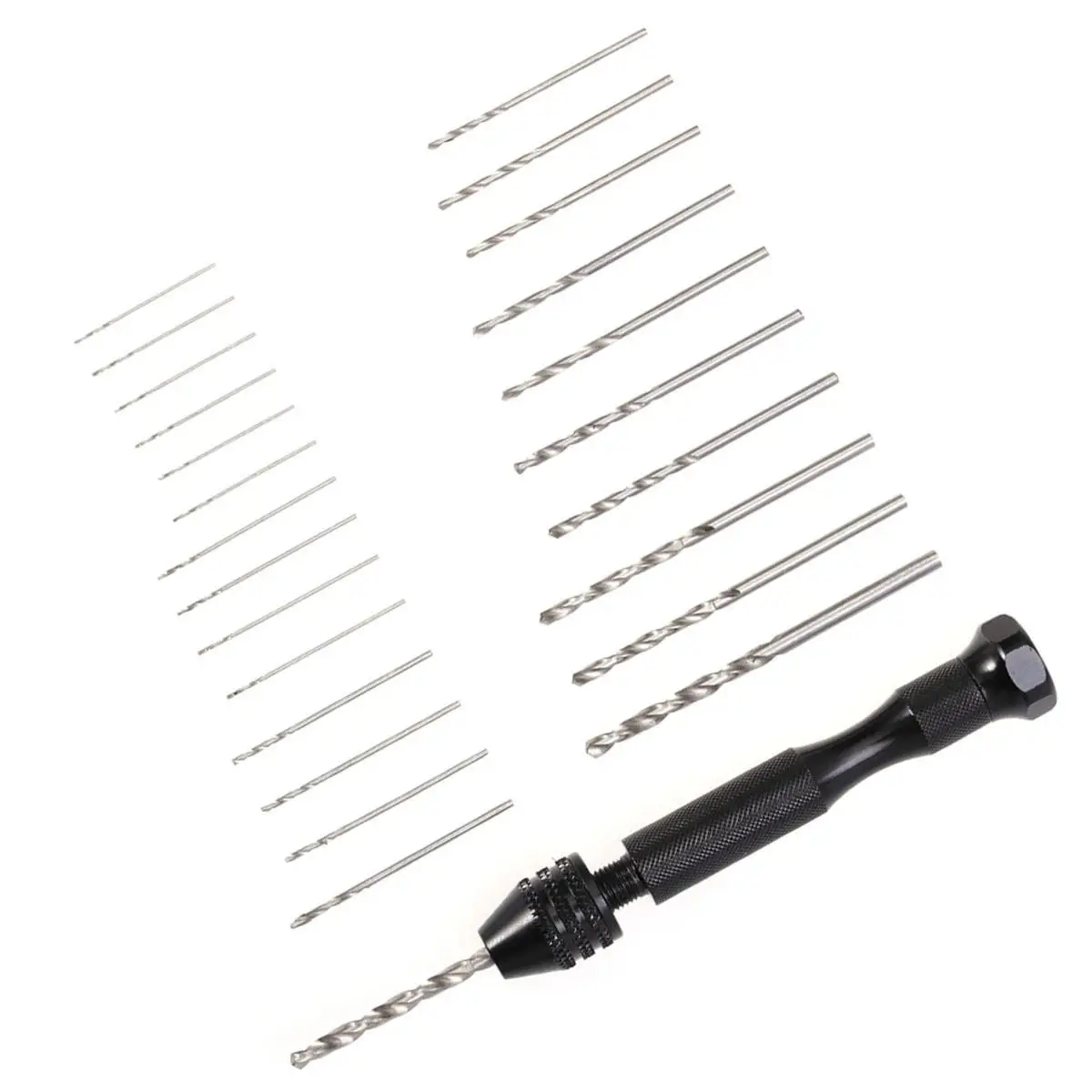 

0.3-3.4mm Precision Pin Vise Hand Drill with Drill Bits Set of 25 Pieces Rotary Tools for Models and Hobby