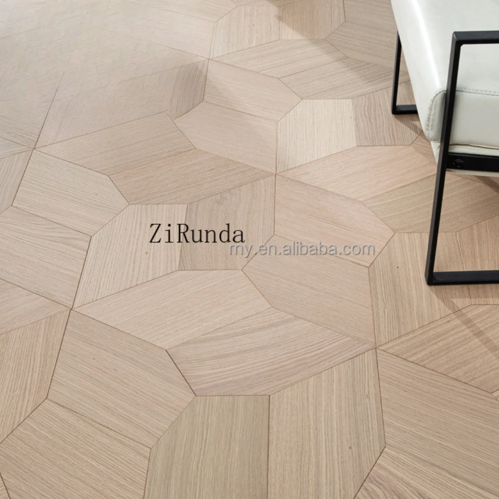 نسخة مخصصة من أرضية خشب البلوط والجوز الصلب أرضية هندسية خماسية مخصصة فاخرة