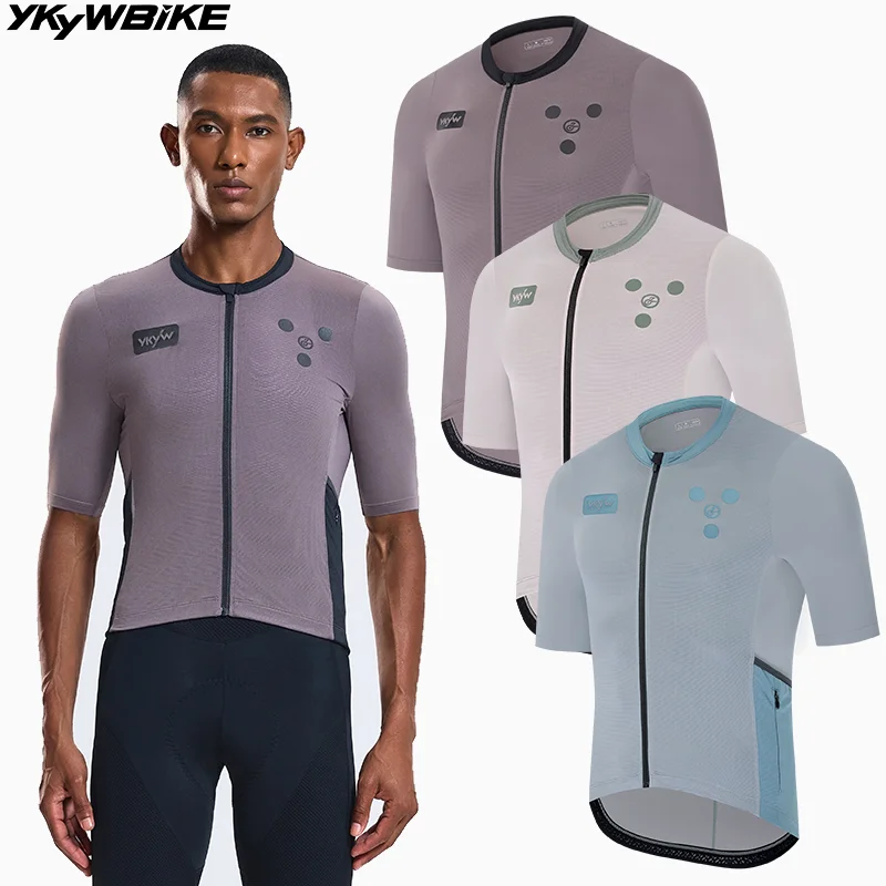 

YKYWBIKE Men's Summer Cycling Jersey 5 Pockets Short Sleeve Road Bike Jersey MTB Bicycle Shirt Pro Riding Clothing