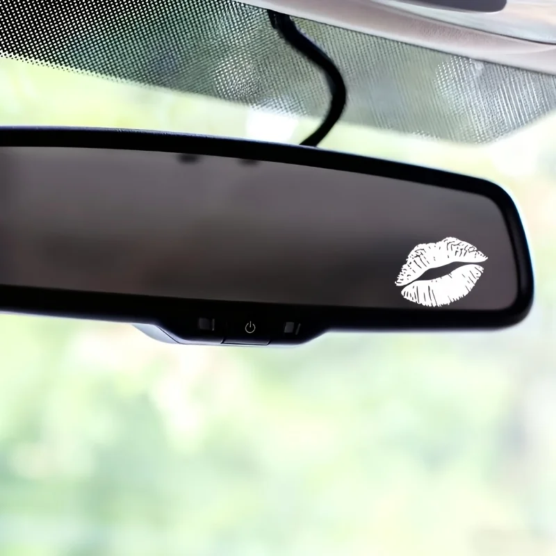 6pcs 2D Flat Red Lips Kiss Mark Vinyl Sticker, Decal for Car Rearview Mirror Motorcycle Laptop Glass Decor, Holiday Gift