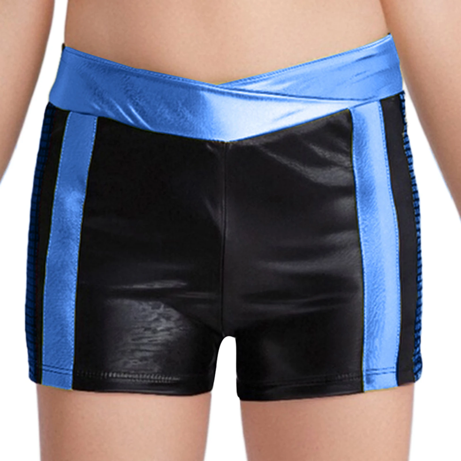 

Kids Girls Ballet Dance Boxer Shorts Metallic Plaid Color Block Patchwork Shorts Bottoms for Latin Jazz Dance Sports Gymnastics