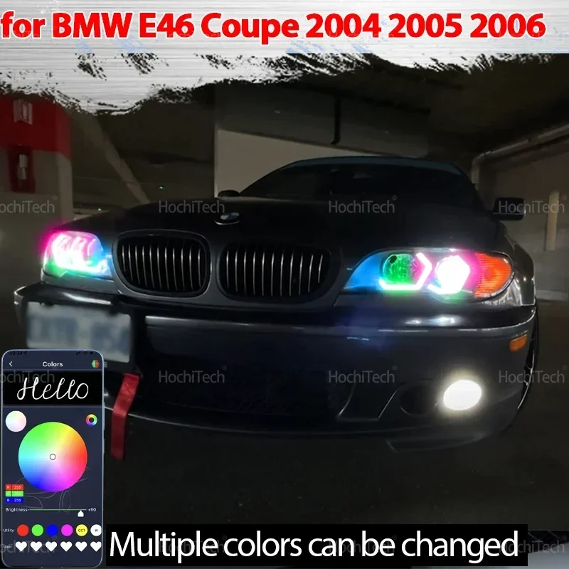 

For BMW E46 Coupe Cabrio Convertible Facelift 2004-2006 Dynamic M4 Style RGB Light Rings DRL LED Angel Eyes Kit with turn signal