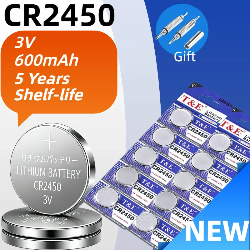 

5-30 шт. литиевые батарейки-таблетки CR2450 (KCR2450, 5029LC, LM2450, DL2450, ECR2450, BR2450, CR 2450) 3В 600мАч для часов