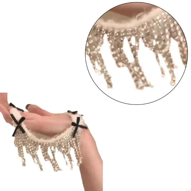 Vòng cổ H58E Bowknot cho các cô gái tuổi teen trang sức lấp lánh với chuỗi điều chỉnh