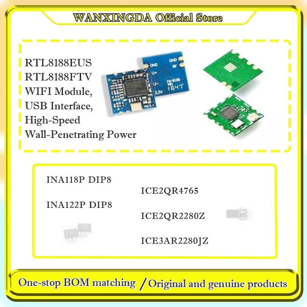 

RTL8188EUS RTL8188FTV Original Authentic WIFI Module USB Interface High Speed Wall King INA118P 122P ICE2QR2280Z 2QR476 3AR2280
